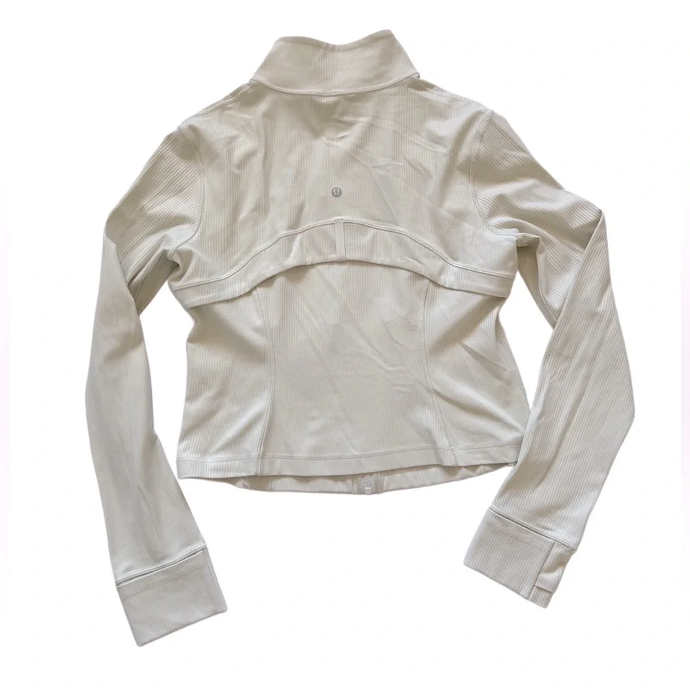 Lululemon Cropped Define Jacket zip up Ribbed Nulu Shine Off white 12 L - Picture 10 of 15